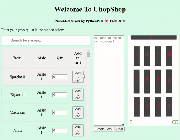 A gif demonstration of the ChopShop app in action